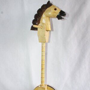 Antique Victorian Horse Stick Toy on Wheels 20.5 in Tall